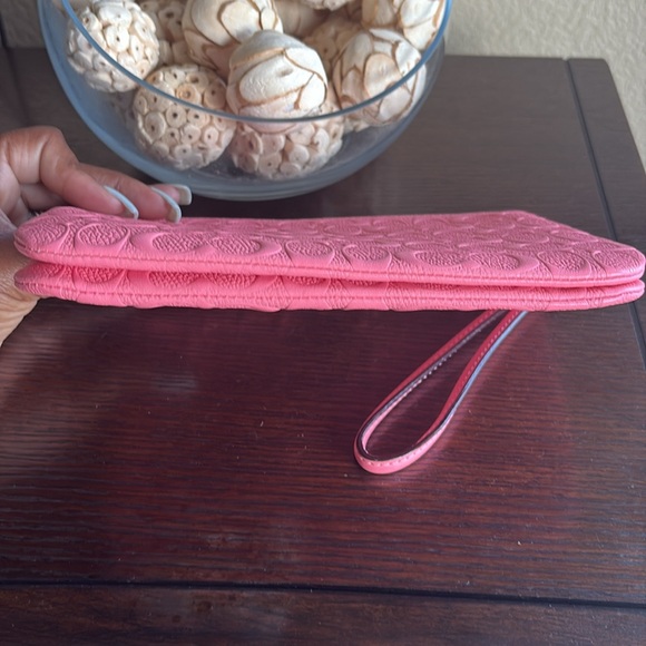 Coach Embossed Pink Wristlet - Picture 8 of 10